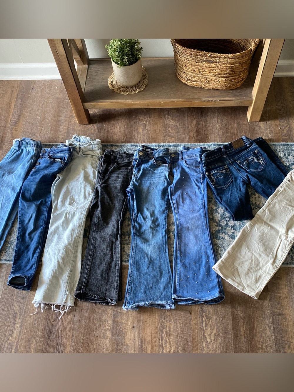Girls denim jean LOT Gap old navy cat & Jack  6/7 Reg Flare Skinny Straight Pant
